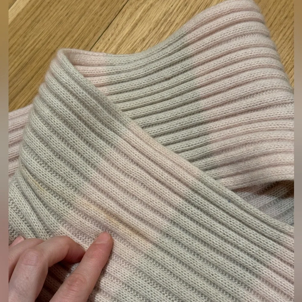 Cashmere Portolano Ribbed Stripe Long Scarf